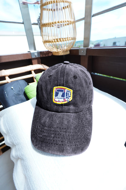 Gewaschene Vintage-Baseballmützen mit Bus Logo