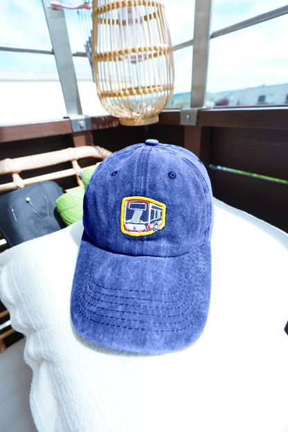Gewaschene Vintage-Baseballmützen mit Bus Logo