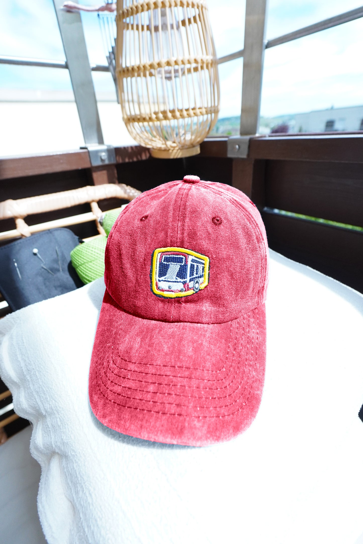 Gewaschene Vintage-Baseballmützen mit Bus Logo