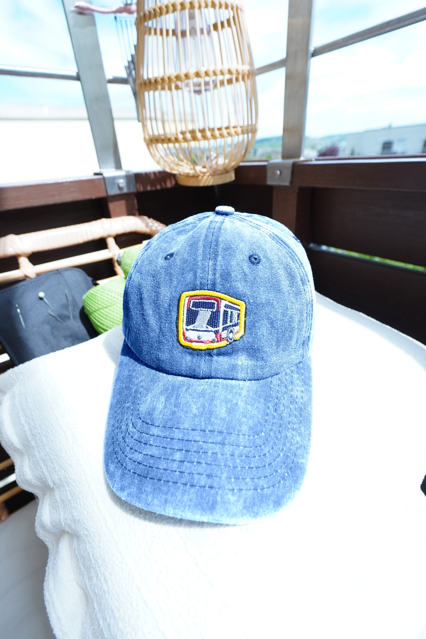 Gewaschene Vintage-Baseballmützen mit Bus Logo