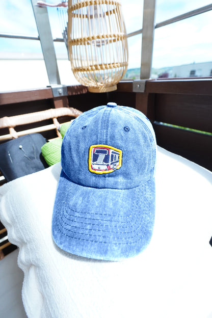 Gewaschene Vintage-Baseballmützen mit Bus Logo