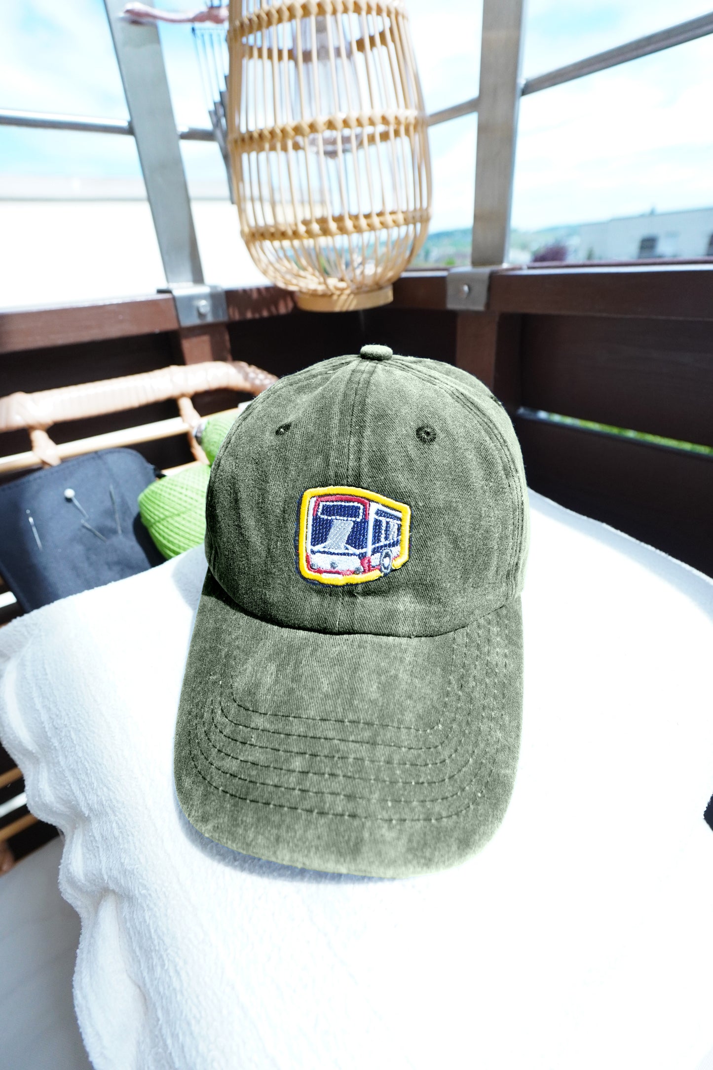 Gewaschene Vintage-Baseballmützen mit Bus Logo