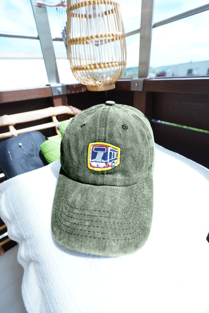 Gewaschene Vintage-Baseballmützen mit Bus Logo