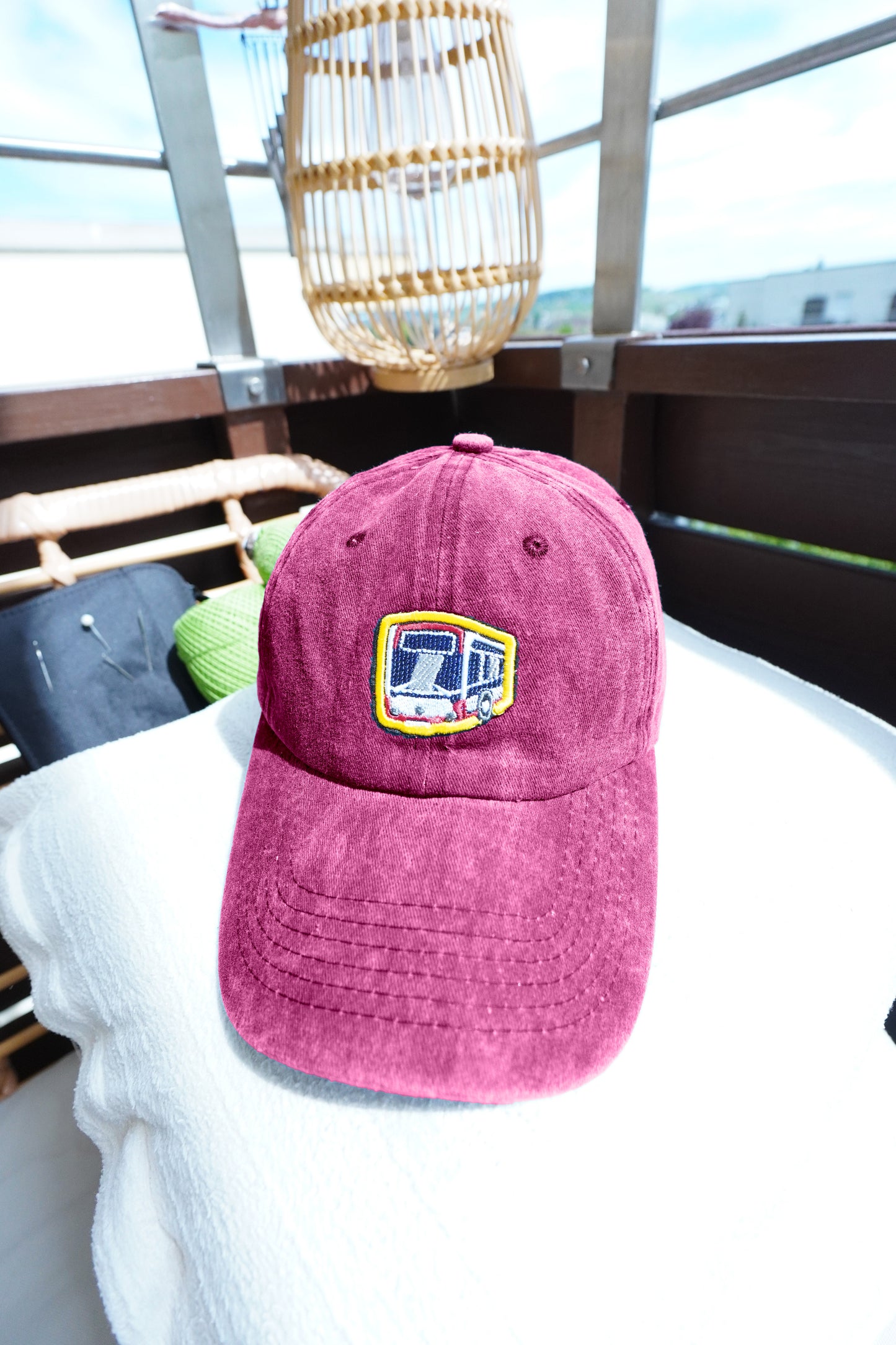 Gewaschene Vintage-Baseballmützen mit Bus Logo