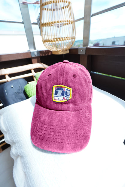 Gewaschene Vintage-Baseballmützen mit Bus Logo